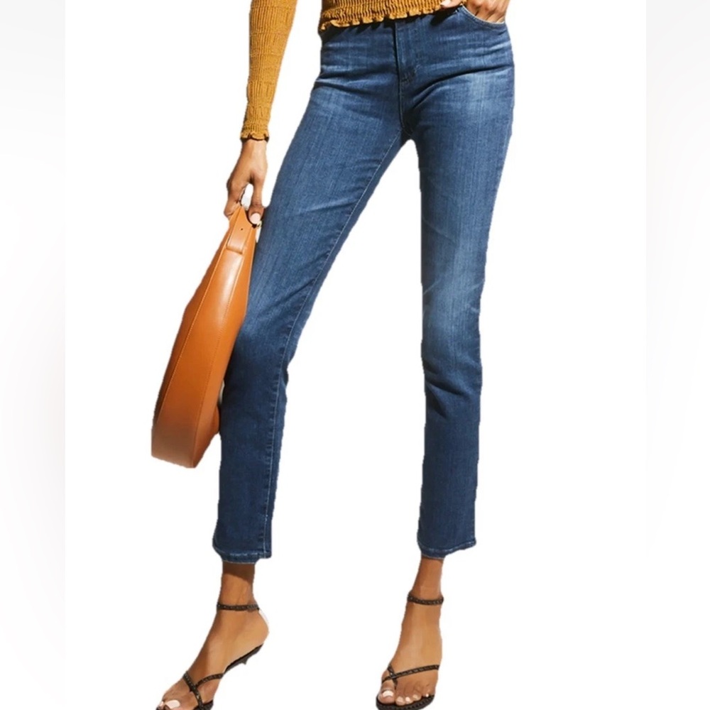 AG Adriano Goldschmied High Rise Slim Straight Jeans - Dark Blue Wash